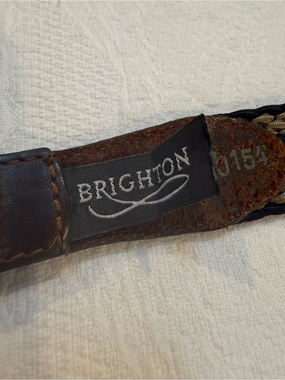 Vintage Brighton Braided Leather Fabric Belt With Silver-Tone Buckle
